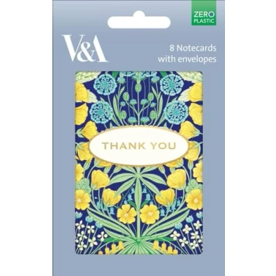Image of Museums &amp; Galleries V&amp;A Mallow Flowers 8 Thank You Notecards Envelopes