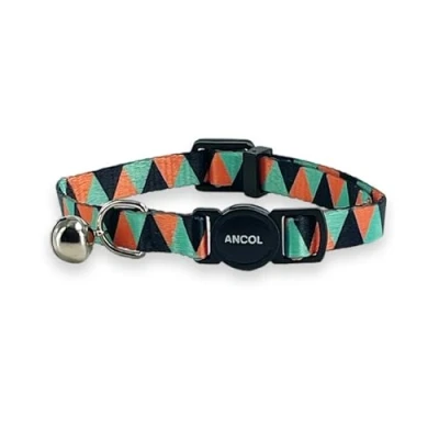 Image of Ancol Adjustable Cat Collar with Safety Bell and Break Apart Buckle Geometric Pattern