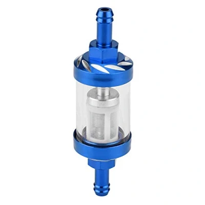 Image of Inline Oil Fuel Filter, 8mm Thread Gas Filter Made of Metal Glass, Replacement for Motorcycle[Blue]
