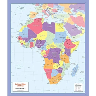 Image of Colour blind friendly Political Wall Map of Africa 26.5&quot; x 31.75&quot; Paper