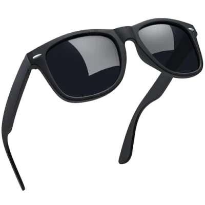 Image of Joopin Square Polarised Sunglasses Mens UV Protection Unisex Retro Womens for Driving Hiking Fishing Sports 2024 (Black Grey)