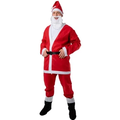 Image of Wicked Costumes Adult 6 Piece Santa Claus Fancy Dress Costume Plus Size