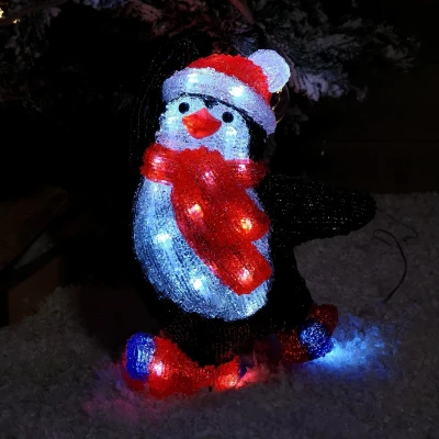Image of 30cm Light up Skating Acrylic Christmas Penguin with 30 White LEDs