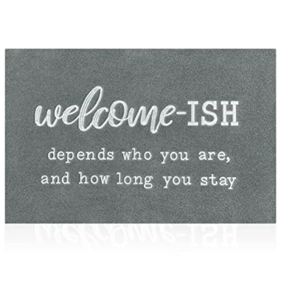 Image of JJUUYOU Welcome Mats Outdoor Front Door Mat Indoor Entrance with Non Slip Rubber Back Funny ish Durable Doormats Entryway Decor for Home Farmhouse Light Gray 45 x 75 CM