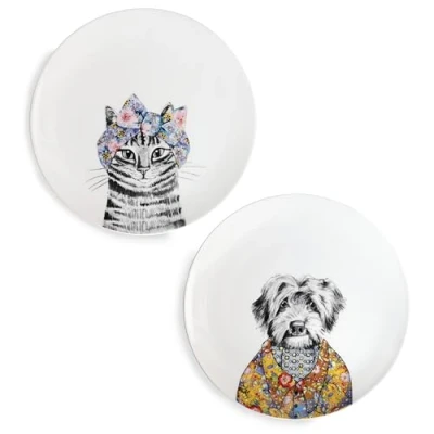 Image of MIKASA x Tipperleyhill Side Plates, Set of 2 Cake Plates for Afternoon Tea, 21cm, Fine China, Alice in Wonderland Teaware, Dishwasher Safe &amp; Gift Boxed