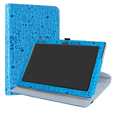 Image of LiuShan Lenovo Tab 4 10 Rotating Case, 360 Degree Rotation Stand PU Leather With Cute Pattern Cover for 10.1 inch Tablet,Blue