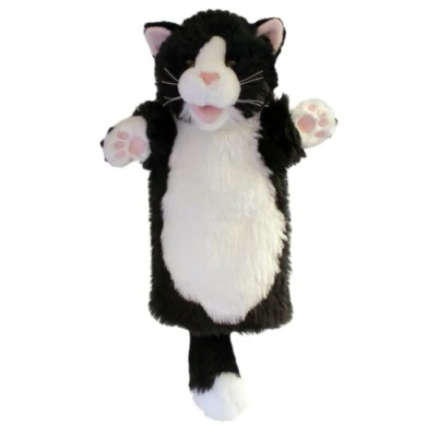 Image of Long Sleeved Glove Puppet Black and White Cat