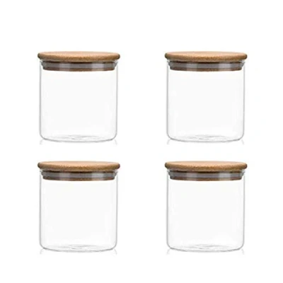 Image of 4X500ML Glass Airtight Storage Jar, Kitchen Food Canister Container with Bamboo Lid, Silicone Sealing Ring for Nuts, Cereal, Candy, Cookie, Flour, Pasta, Spices