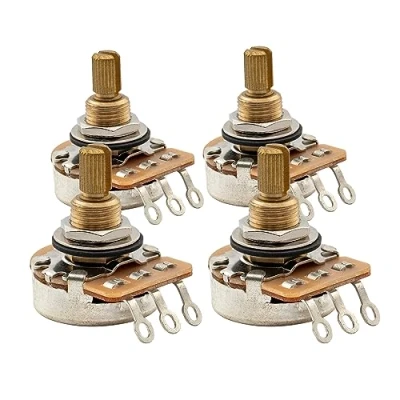 Image of Musiclily Pro A500K+B500K Full Brass Inch Sized Fine 24 Spline Split Shaft Pots Audio Linear Taper Potentiometers for USA Electric Guitar Bass (2A+2B)