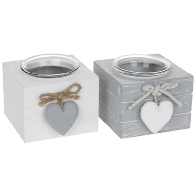 Image of Joe Davies Set of 2 Provence Single Tealight Holders Grey and White