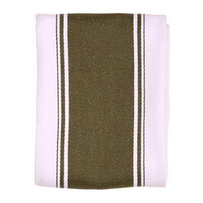 Image of Dexam Love Colour Striped Tea Towels, Olive Green