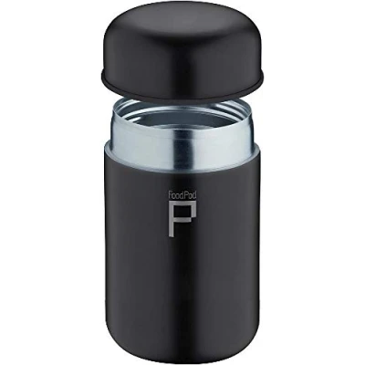 Image of Pioneer Stainless Steel Vacuum Insulated Leak Proof Foodpod Capsule Flask 6 Hours Hot 24 Cold, Matt Black, 400 ml