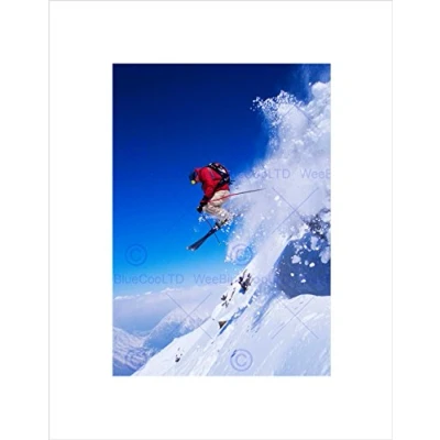Image of Wee Blue Coo Skier Ski Jumping Snow Sport Sky Art Picture Wall Print