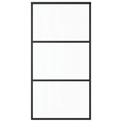 Image of vidaXL Sliding Door, Barn Door for Home Internal Living Room, Panel with Assembly Kit, Gate, ESG Glass and Aluminium Black