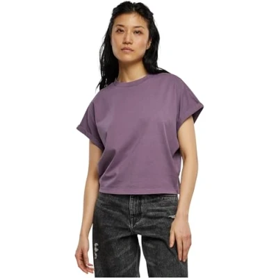 Image of Urban Classics Ladies Short Pigment DYE CUT ON Sleeve TEE Basic Tshirt, Women&#039;s, Size: 3XL, Duskviolet