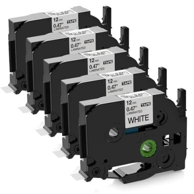 Image of 5X Upwinning TZe 231 TZe231 12mm Black on White Compatible with Brother Label Tape 0.47, Tz for P Touch Maker 1000 1010 H105 PT H110 H101C H200 P300BT