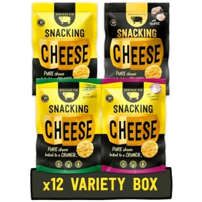 Image of SERIOUS PIG Crunchy Snacking Cheese Snacks, Keto Friendly, High Protein, Low Carb, Gluten Free, Vegetarian, Pub Made from 100% Real Italian (Variety) (12 x 24g)