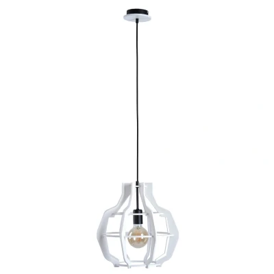 Image of Bento Wire Frame Pendant Ceiling Light White, 38.5cm, 1x E27