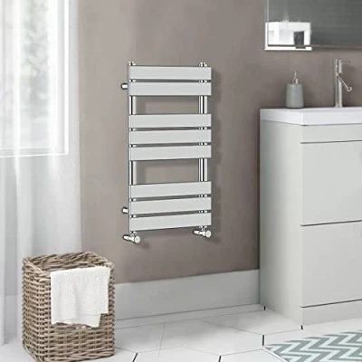 Image of Warmehaus Flat Panel Heated Towel Rail Bathroom Ladder Radiator Rad Central Heating Chrome 800 x 500mm