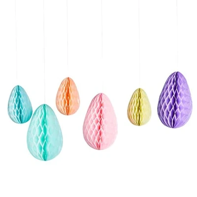 Image of Crafty Capers 6 Honeycomb Paper Easter Egg Room Decorations 20cm &amp; 30cm Home Décor