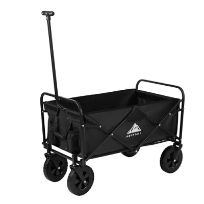 Image of Black Heavy Duty Foldable Garden Festival Trolley Camping Folding Cart Wagon Truck Wheelbarrow Small &amp; Large (Large)