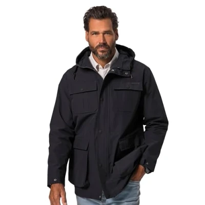 Image of JP 1880 Menswear Big &amp; Tall Plus Size L 8XL Rain Jacket, Waterproof, Concealed Zip, up to 8 XL Navy Blue XXXXX Large 828706130 5XL