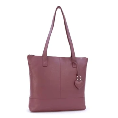 Image of Gigi Ladies Leather Tote Bag With Zip Large Shoulder / A4 Work Heart Keyring Charm OTHELLO 9101A Burgundy