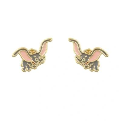 Image of Disney Girls Dumbo Elephant Flying Gold Plated Stud Earrings