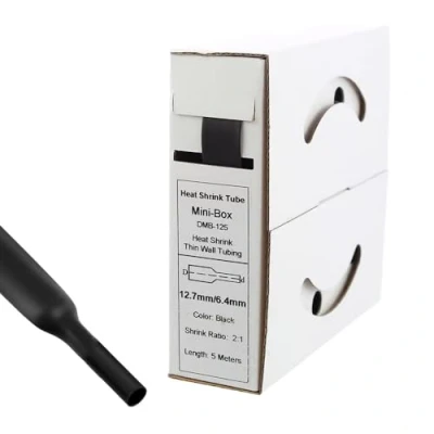 Image of Offgridtec Heat Shrink Tube 5 m 12.7 mm &gt; 6.4 Black Dispenser Box Workshop Car