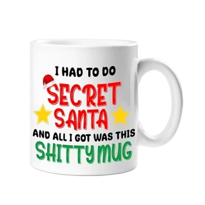 Image of Funny Mug Office Rude Secret Santa for Women, Men Work Colleagues All I got is This Coffee (Shitty Mug)