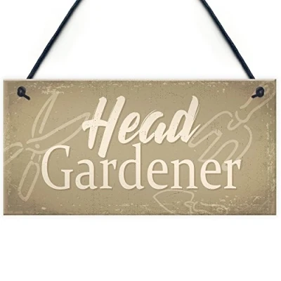 Image of RED OCEAN Garden Sign Head Gardener Hanging Plaque Shed SummerHouse Gift For Her Him