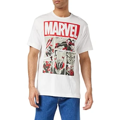 Image of Marvel Men&#039;s Heroes Comics T Shirt, White (White White), M UK
