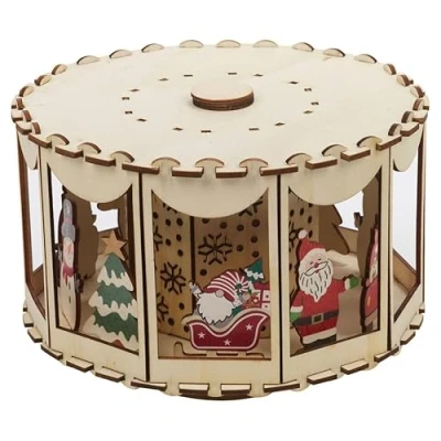 Image of URBNLIVING Christmas Lamp Carousel Light Up 6 LED Spinning Festive Scene Santa Decor Ornament 20cm Xmas Decorative Gift for Home Décor Indoor Outdoor