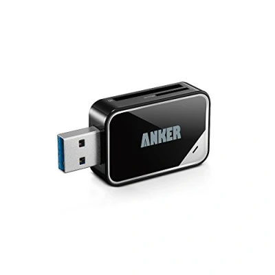 Image of Anker 2 in 1 USB 3.0 SD Card Reader for SDXC, SDHC, SD, MMC, RS Micro SDHC and UHS I Cards