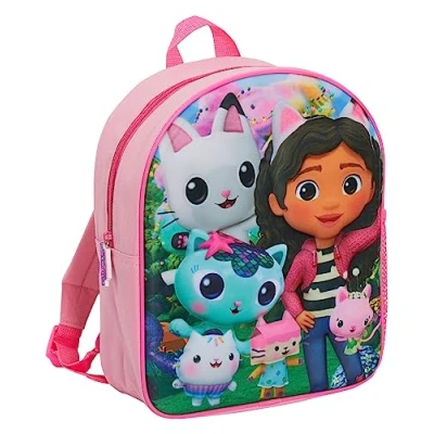 Image of Gabby’s Dollhouse Backpack for Girls School Bag Pandy Paws Nursery Rucksack Lunch Bag, Pink