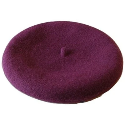 Image of Unisex Men Women Wool Warm Beret Beanie Hat Cap French Style Gift (Dark Purple)