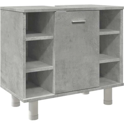 Image of vidaXL Bathroom Cabinet Cupboard Vanity Unit Concrete Grey, Engineered Wood, Modern Design, Ample Storage, 60x32x53.5 cm, Under Sink Storage