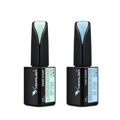 Image of VENALISA 2pcs 15ml Gel Nail Polish No Wipe Top and Base Coat Set Clear Gloss Shiny Long Lasting