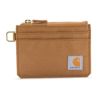 Image of Carhartt, Rugged Leather and Canvas Wallets for Women, Available in Multiple Styles &amp; Colors, Nylon Duck Zippered Brown, One Size