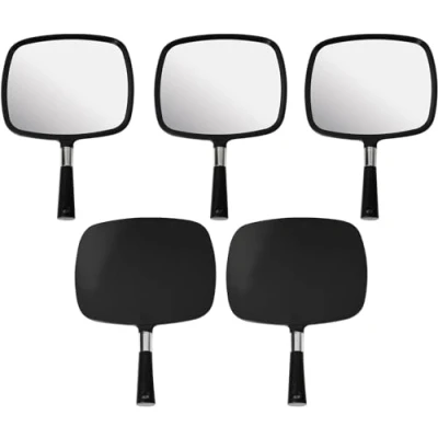 Image of MIRRORVANA Large &amp; Comfy Hand Held Mirror with Handle (Black (5 Pack))