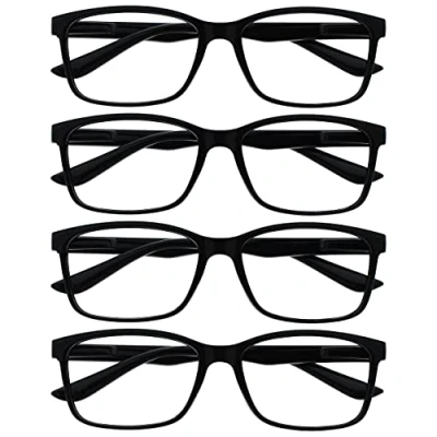 Image of The Reading Glasses Company Black Readers Value 4 Pack Large Designer Style Mens Spring Hinges RRRR83 1 +1.50