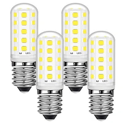 Image of Mizlay E14 LED Bulb 3W Cool White 6000K 28W 33W Halogen Equivalent Energy Saving, Small Edison Screw (SES) Light Bulbs 360LM for Freezer Cooker Hood Sewing Machine, AC220 240V, 4 Pack