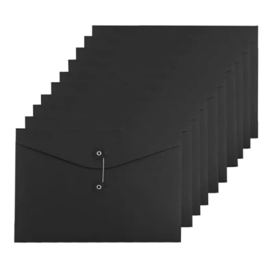 Image of 10 Pcs A4 Kraft Paper Envelopes File Folders Pockets Project Folder Documents Wallet Bag with String &amp; Button Closure Portfolio Paperwork Organiser Presentation Pouch for Office School Home
