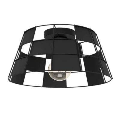 Image of Eglo Ceiling Light Fixture Pontefract, Flush Mount lamp in Geometric Design, Black Metal Living Room and Hallway Lighting, E27 Socket, Ø 17