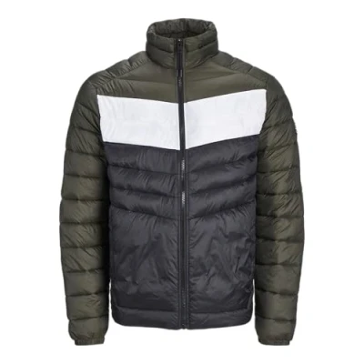 Image of JACK &amp; JONES Men&#039;s Jjesprint Puffer Collar Jacket, Black/Detail: White/Rosin Blocking, M
