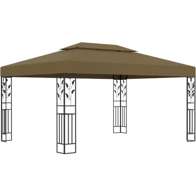 Image of vidaXL Gazebo with Double Roof 3x4 m Taupe 180 g/m²
