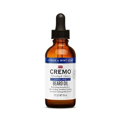 Image of CREMO Cooling Beard Oil For Men Natural Oils Citrus &amp; Mint Leaf Fragrance 30ml