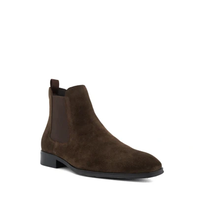 Image of Dune Mens Mandatory Chelsea Boots Size UK 9 Flat Heel Suede Dark Brown