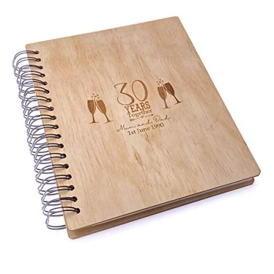 Image of Personalised Any Anniversary Wooden Photo Album Gift 1st 5th 10th 25th 30th 40th 50th 60th