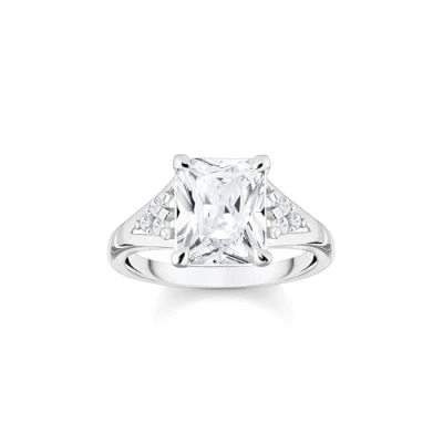 Image of Thomas Sabo Sterling Silver Ring White Stone Recycled 925 Silver, Women, TR2362 051 14 54
